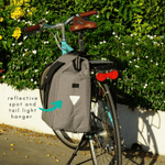Vincita Co., Ltd. Jess Bicycle Grocery Pannier, durable and spacious, designed for carrying groceries, attaches to bike racks with ease, in grey with reflective details