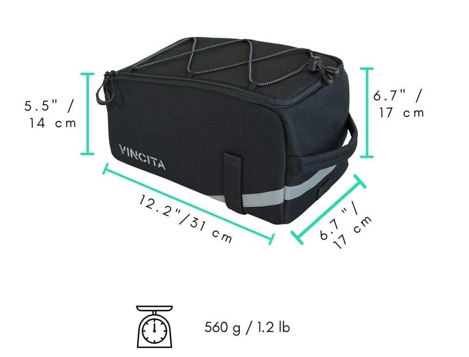 Vincita Co., Ltd. Bike Trunk Bag - Bicycle Saddle Bag for Rear Rack