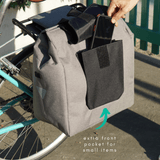 Vincita Co., Ltd. Jess Bicycle Grocery Pannier, durable and spacious, designed for carrying groceries, attaches to bike racks with ease, in grey with reflective details