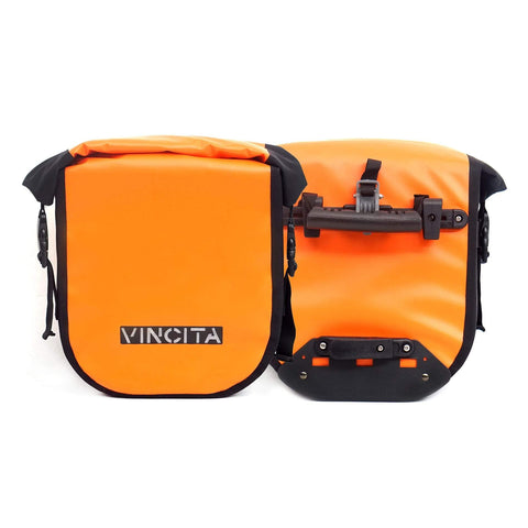 vincitabikebag bicycle bag Orange Waterproof Small Pannier (Pair) - Vincita Standard Clilp