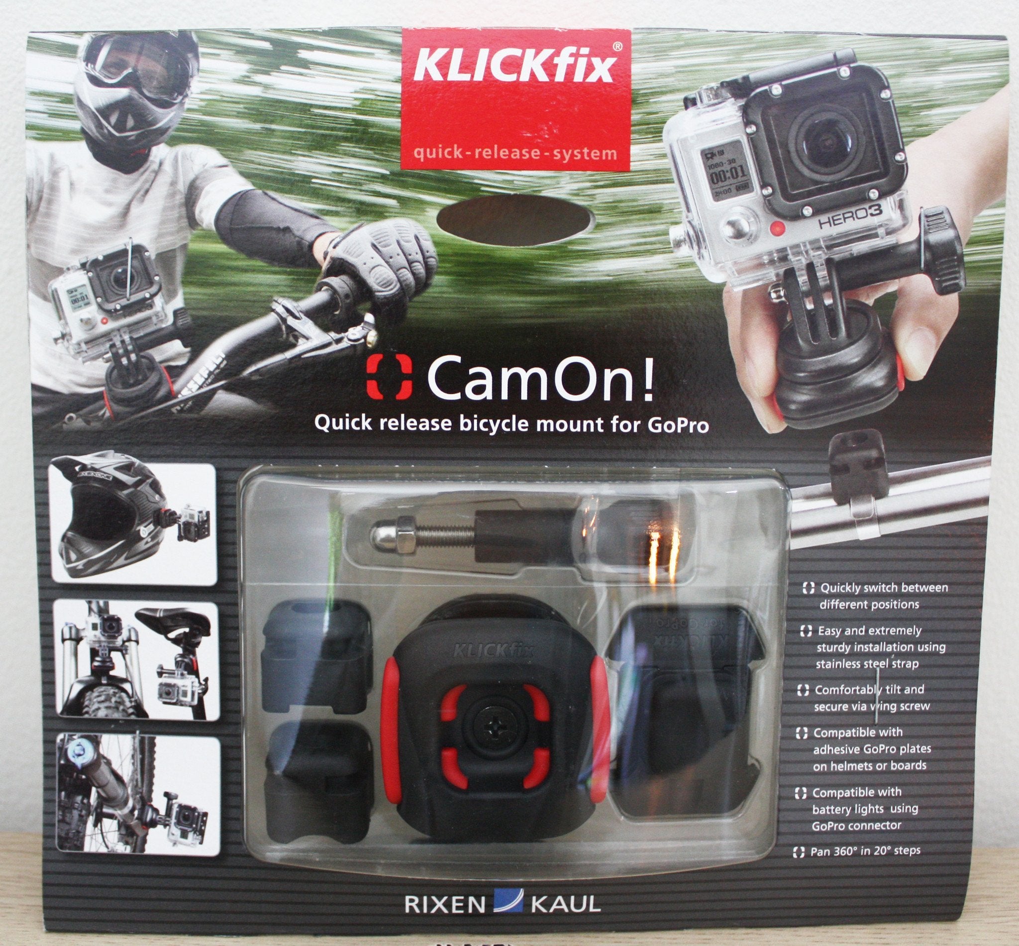 Vincita Co., Ltd. Accessories QR010 KLICKfix CamOn! Quick Release Bicycle Mount for GoPro